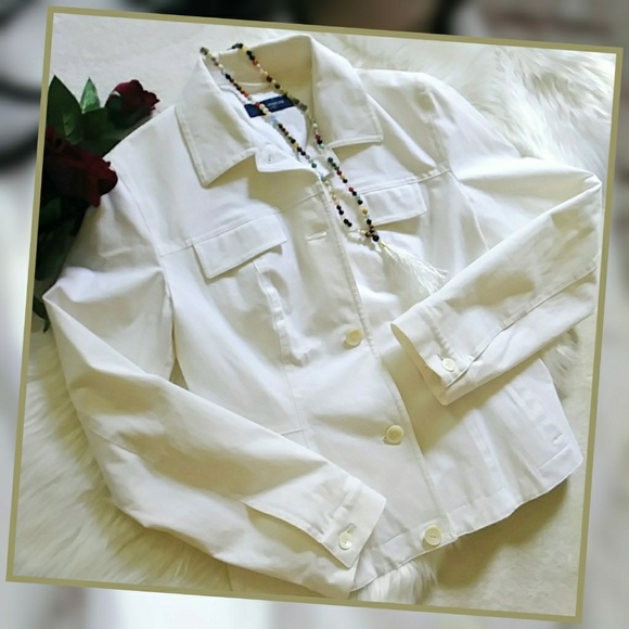 SALE Piazza Sempione Off-White Denim Blazer Jacket - Picture 3 of 8